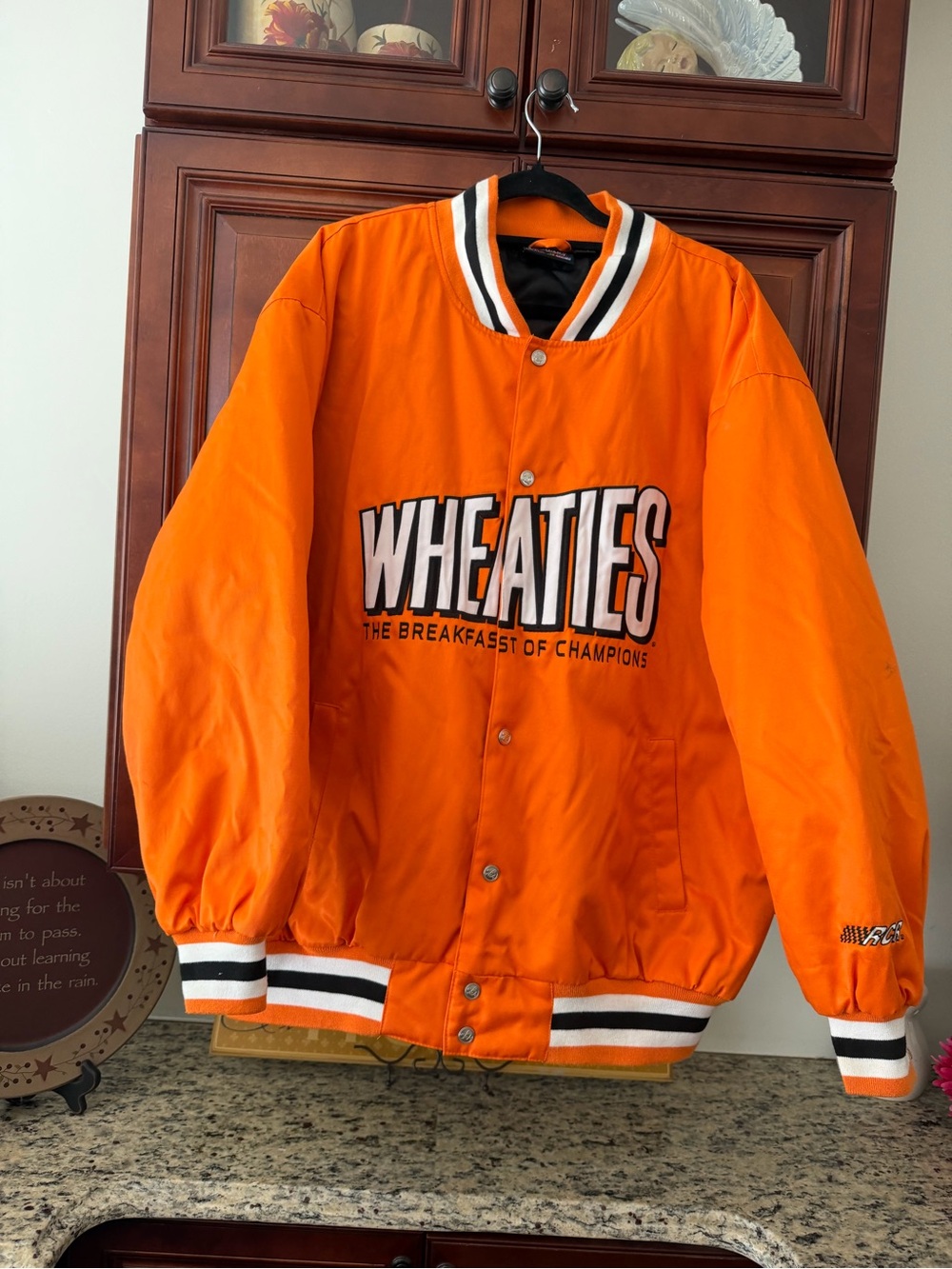 Nascar Orange Wheaties Bomber Jacket with Black-White Trim